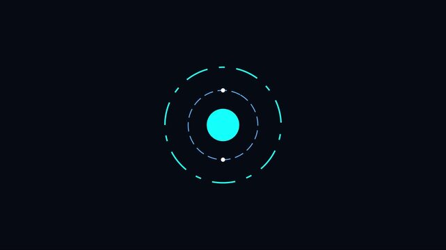 Minimalist circular hud interface animation with rotating orbital for tech and science data visualization 4k