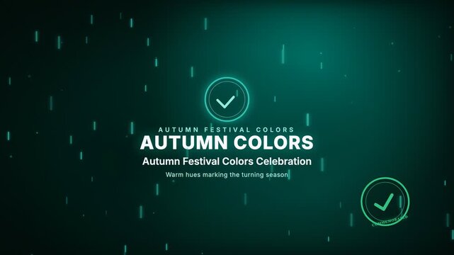 Autumn Festival Colors Celebration, warm hues marking the turning season, featuring a certificate style badge seal and a streak particle motion graphic background for holidays & festivities