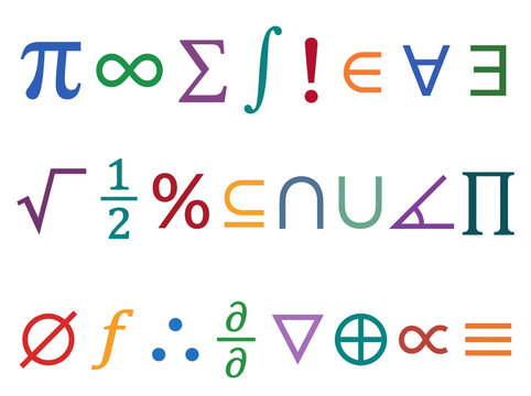 Colorful Mathematical Symbols and Scientific Notations Set