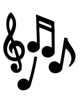 Black music notes vector illustration, treble clef and musical symbols silhouette, minimalist audio design elements on white background
