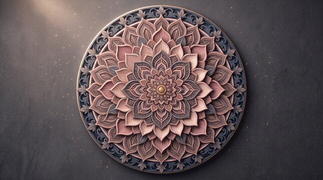 Elegant Carved Wooden & Metallic Mandala Wall Art