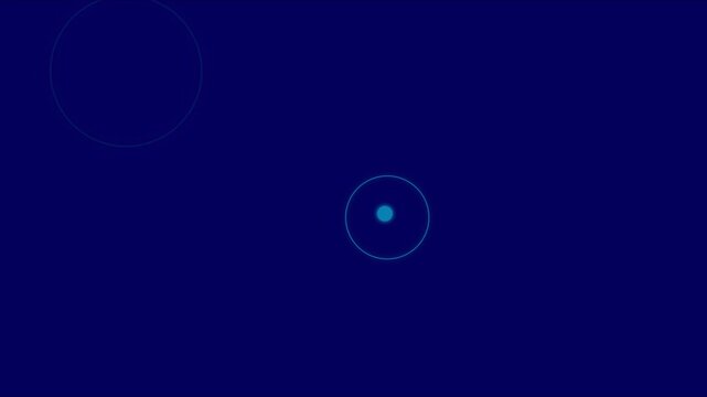 Minimalist abstract motion with pulsing blue circles and glowing light points on dark animation 4k background