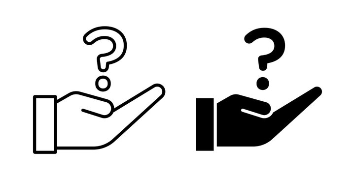 Hand holding question mark icon simple design group