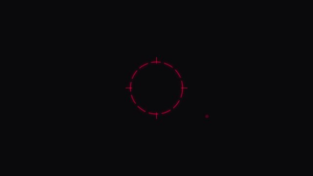 Digital target lock hud overlay with red reticle and scanning motion for sci-fi ui animation 4k