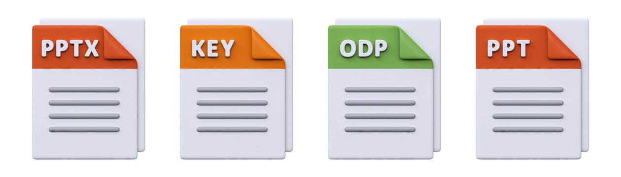3D Presentation File Format Icons Set