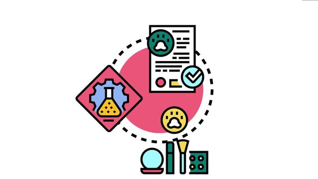 Animal scientific analysis phase developing ethical concepts. Reviewing scientific documents. And applying cosmetic products. Symbolizing the crucial topics of laboratory testing and ethical practice