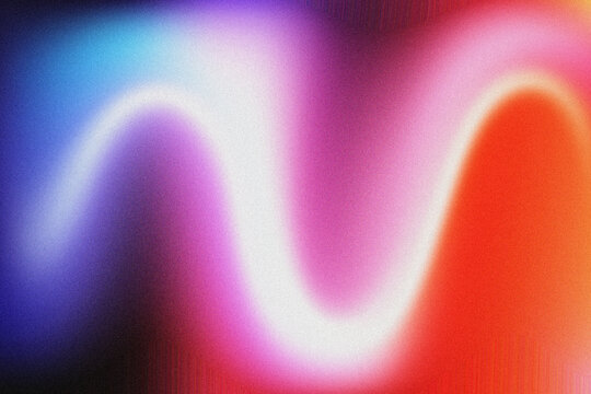 Abstract colorful gradient background with grainy texture and wavy light wave pattern.