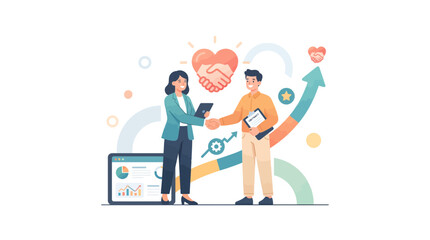 Fototapeta premium Successful Partnership and Business Agreement Concept with Professional People Handshake and Growth