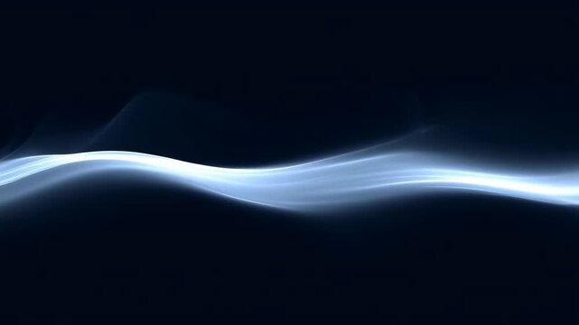 Luminous blue white wave sweeping across deep navy backdrop with smooth crest, soft glow, layered translucent streaks, sleek futuristic mood, clean minimal composition