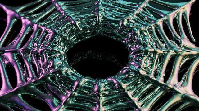Squishing Chrome Emerald Silicone Webs with Side Lighting for Abstract Organic Forms