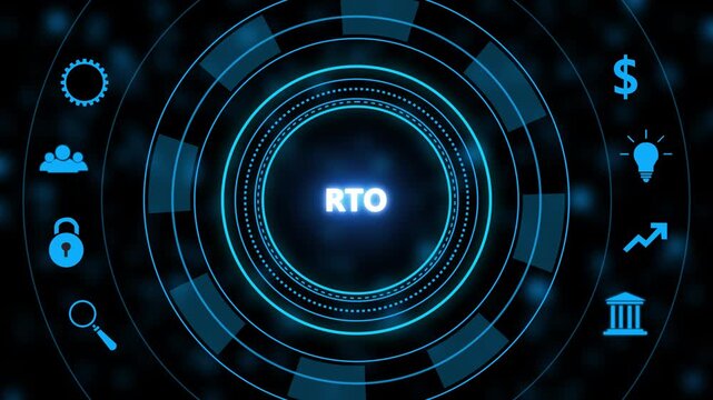 Rto recovery time objective concept with digital hud interface and business animation business continuity