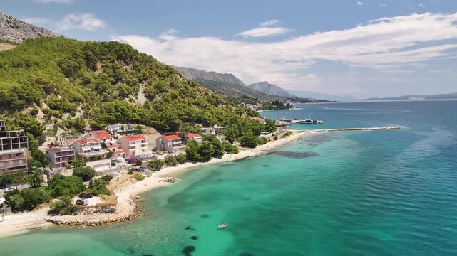 Coastal Homes And Clear Adriatic Sea In Podstrana, Dalmatia