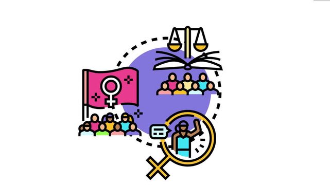 Social anti discrimination movement working towards justice and equal opportunities, representing concepts of protest, advocacy, gender equality, and legal rights for all people