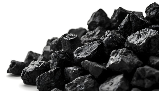 A close-up shot of a small neat pile of raw bituminous coal chunks