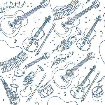seamless pattern with musical instruments