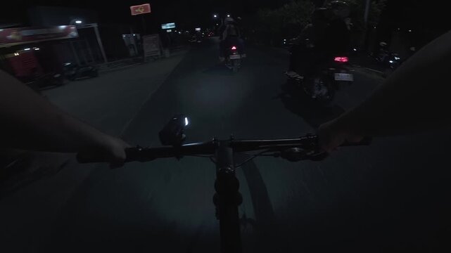 First Person View Cycling at Night