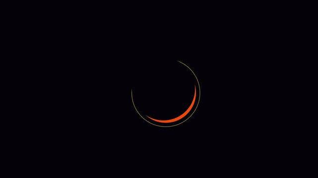 Minimalist loading spinner animation with orange circular progress bar on 4k black background