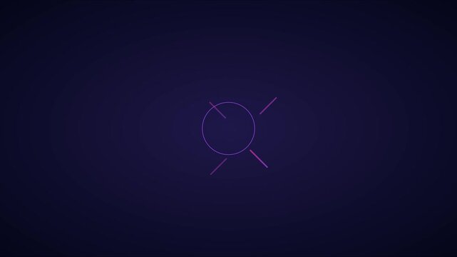 Minimalist abstract loading spinner animation with rotating neon circular lines on dark 4k background