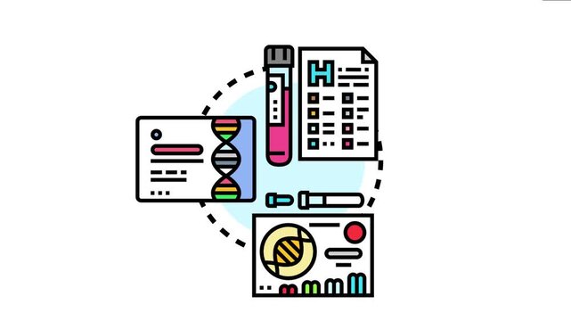 Medical antibody test supplies and equipment, including a blood sample tube, a patient information chart, and various testing kits, are essential for diagnostic health assessments