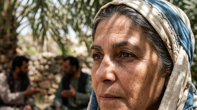 Deborah the prophetess judging Israel. Sitting in wisdom under the massive Palm of Deborah in the hill country