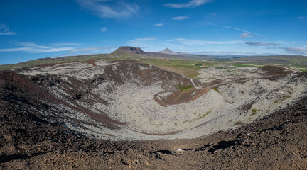 Grabrok Volcanic Crater Landscape in Iceland © vadiml