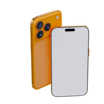 Realistic 3D smartphone mockup devices display showing, with a blank screen and clean isolated composition for app design, branding, ads, digital product, website, gadget, digital presentations