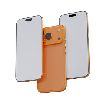 Realistic 3D smartphone mockup devices display showing, with a blank screen and clean isolated composition for app design, branding, ads, digital product, website, gadget, digital presentations