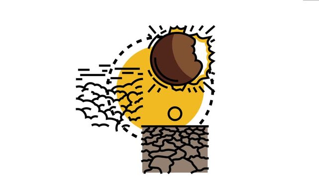 Climate change concept depicting global warming, temperature rise, and drought conditions, impacting weather and environment health with desertification and dry land