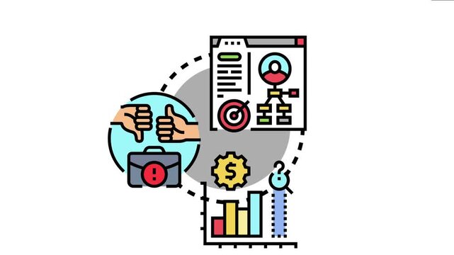 Visualizing the process of forecasting customer needs and satisfaction through data analysis, feedback evaluation, and strategic planning, driving product development and improved service outcomes