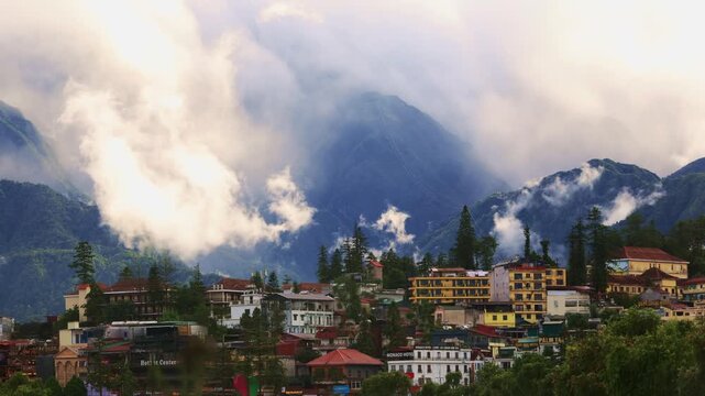 Popular tourist town nestled in the Ho&agrave;ng Li&ecirc;n Sơn mountains with dramatic mystic cauldron of thermal cloud movement,.