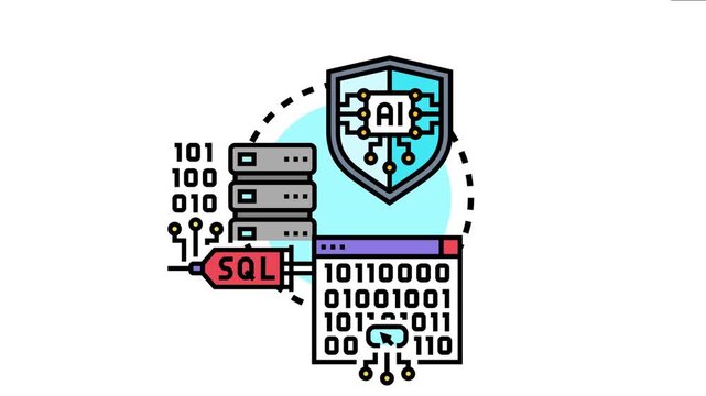 Artificial intelligence security system identifying and blocking digital threats like sql injection, safeguarding servers, and ensuring data privacy on the internet