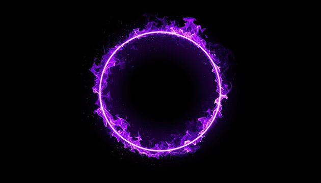 Intense purple fire ring centered on black background.