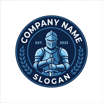 Medieval knight circular badge logo design template.