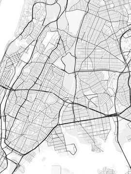 Bronx City Map. Minimalist black and white line art poster for printing, wallpaper, wall art, and map resources for home and office decor