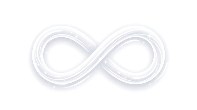 Glowing White Infinity Symbol with Sparkles and Light Trails