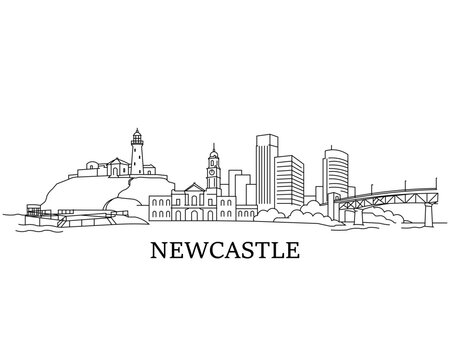 Black line sketch of Newcastle skyline
