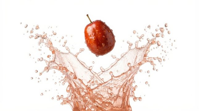 Fresh jujube fruit and juice splash in clear glass