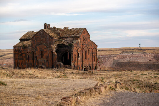 Ani Cathedral (the main church of the medieval Armenian city of Ani), located in the Kars region of Turkey, near the border with Armenia.