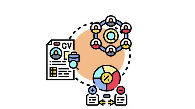 Human resource management process involving team building, candidate selection, reviewing cvs, analyzing data, and evaluating applicants for successful project development