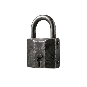 old rusty padlock transparent background