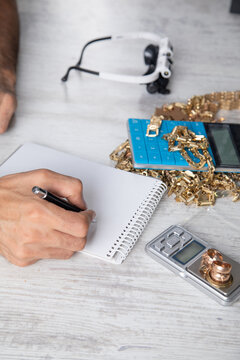 Man with a gold jewelry. Investment and success