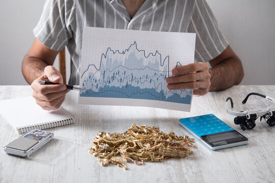 Man with a gold jewelry. Investment and success
