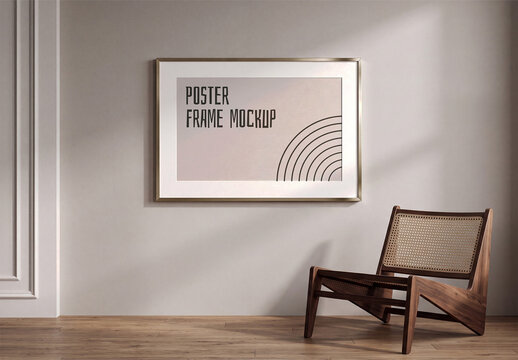 Poster Frame Mockup on Interior Wall