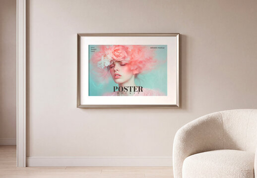 Wall Art Frame Mockup in a Living Room