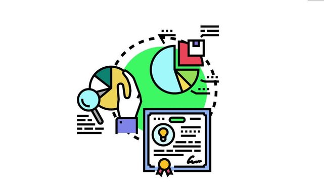 Applied research concept presenting data analysis and scientific development, integrating business intelligence with successful findings and a certified patent idea