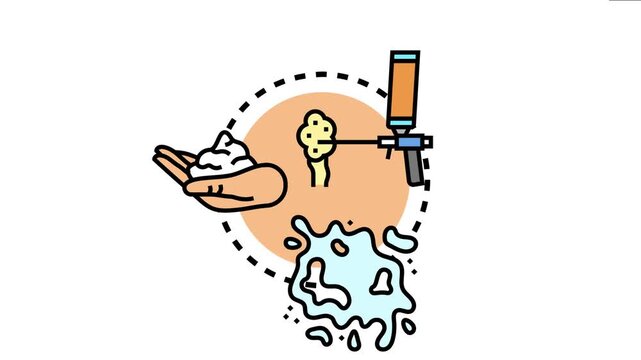 People applying disinfectant foam, using a spray gun for surface sanitization and dispensing hygiene product onto hands, promoting cleanliness, health, and protection against infectious agents