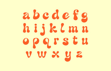 Retro groovy lowercase alphabet font with wavy liquid typography style © HeyKun