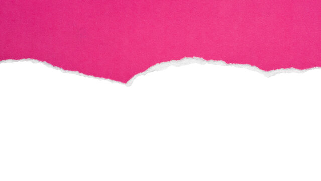 Pink paper ripped diagonally exposing white space