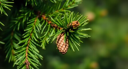 Fototapeta premium Close-up Of A Pine Cone On A Spruce Branch