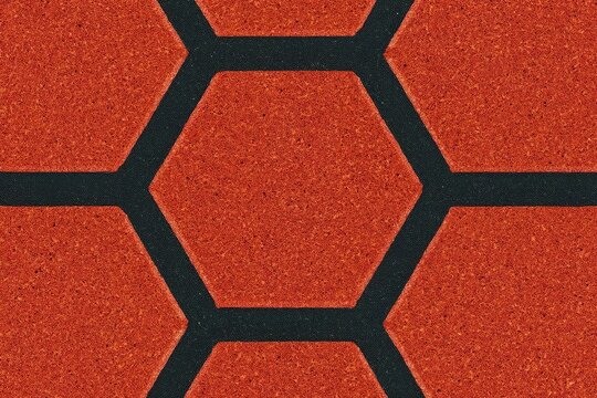 Orange hexagonal pattern with black lines, geometric background
